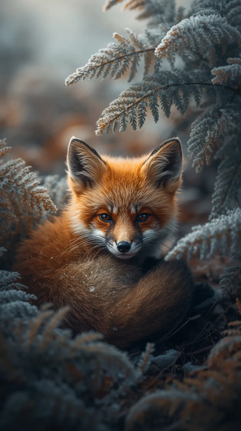Cute-Nature-Wallpapers-cozy-fox-cub-winter-forest-phone