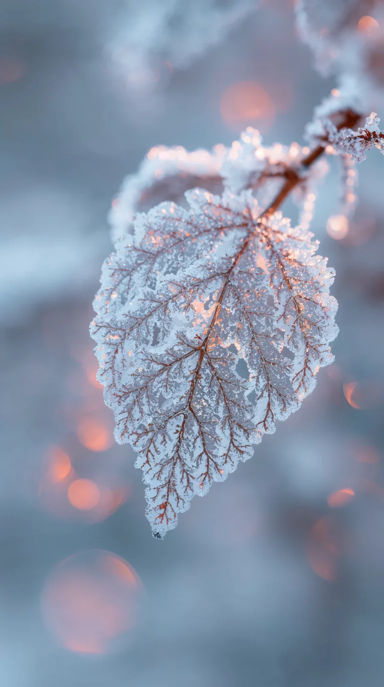 Cute-Nature-Wallpapers-macro-ice-crystals-leaves-phone