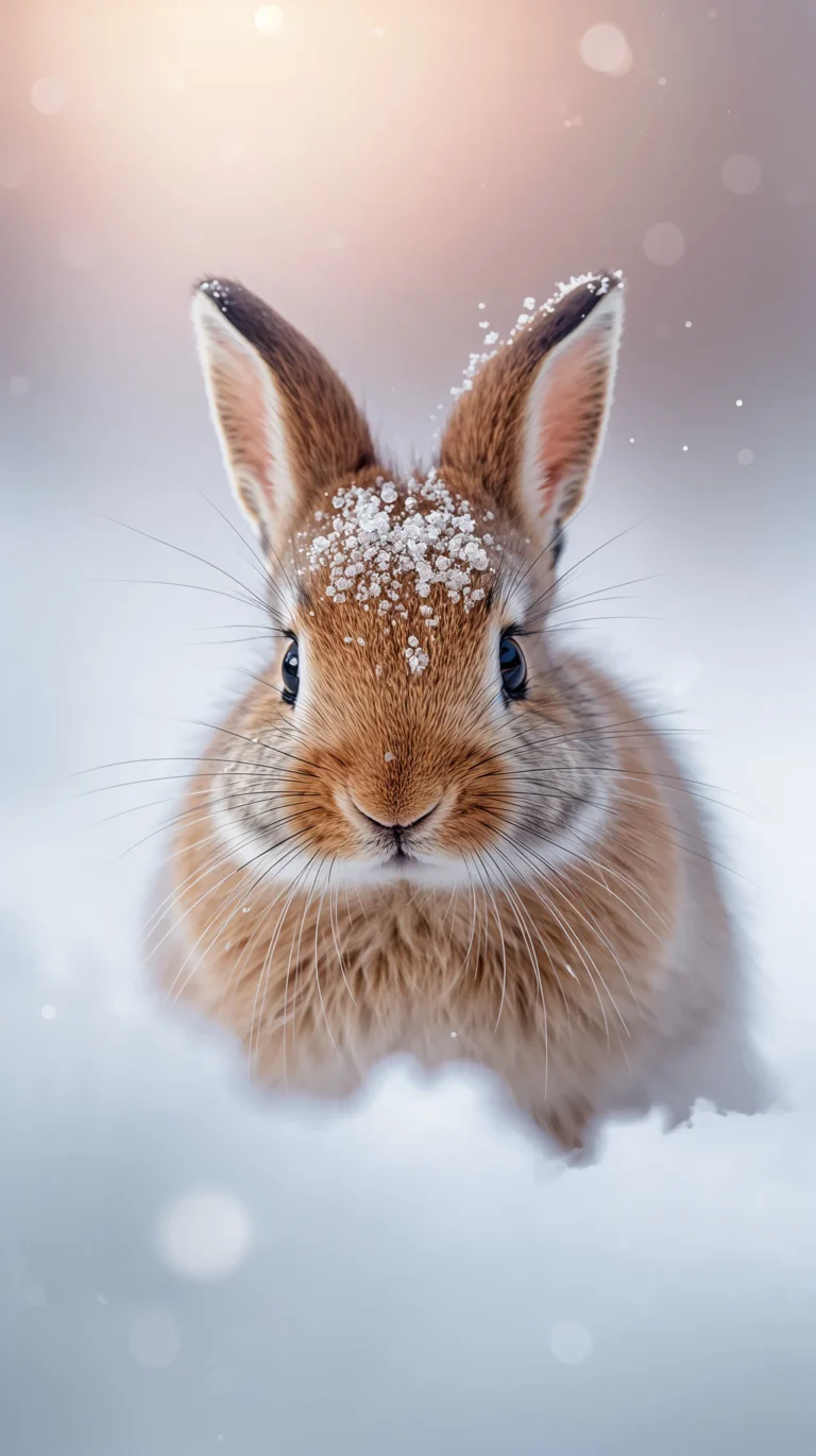Cute-Nature-Wallpapers-macro-snowflake-bunny-phone