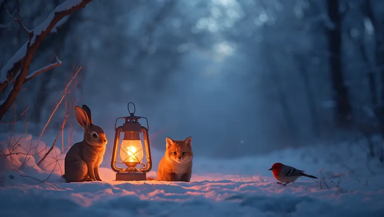 Cute-Nature-Wallpapers-photoreal-winter-lantern-animals-ipad