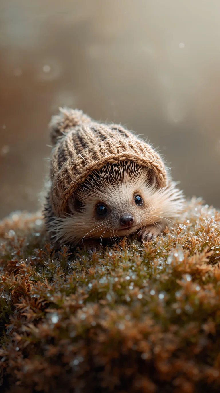 Cute-Nature-Wallpapers-winter-hedgehog-knit-hat-phone