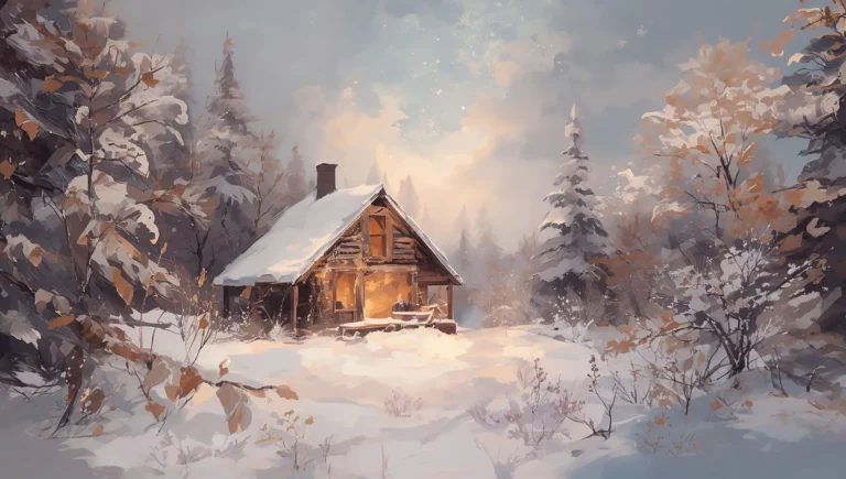 christmas-oil-painting-wallpapers-snowy-winter-cottage-twilight-ipad