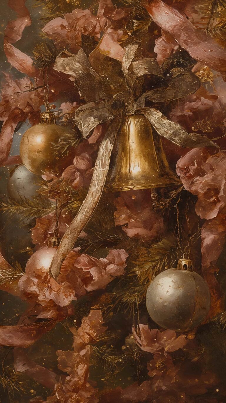 christmas-oil-painting-wallpapers-vintage-christmas-tree-ornaments-phone