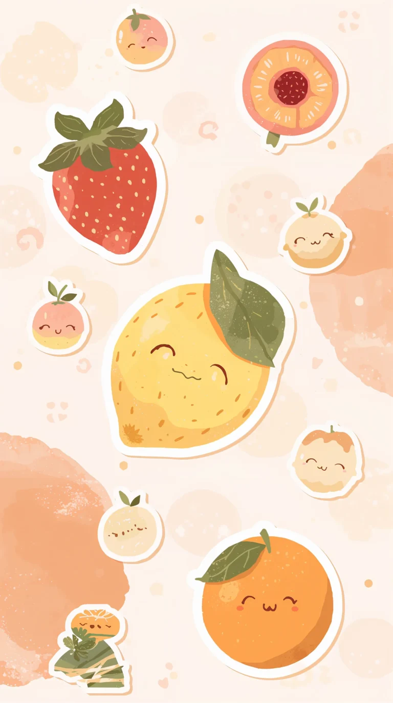 cute-fruit-wallpapers-lemon-strewberry-peach-phone