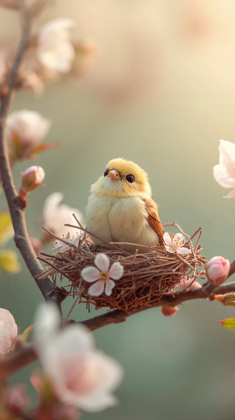 cute-spring-wallpapers-kawaii-bird-nest-spring-phone