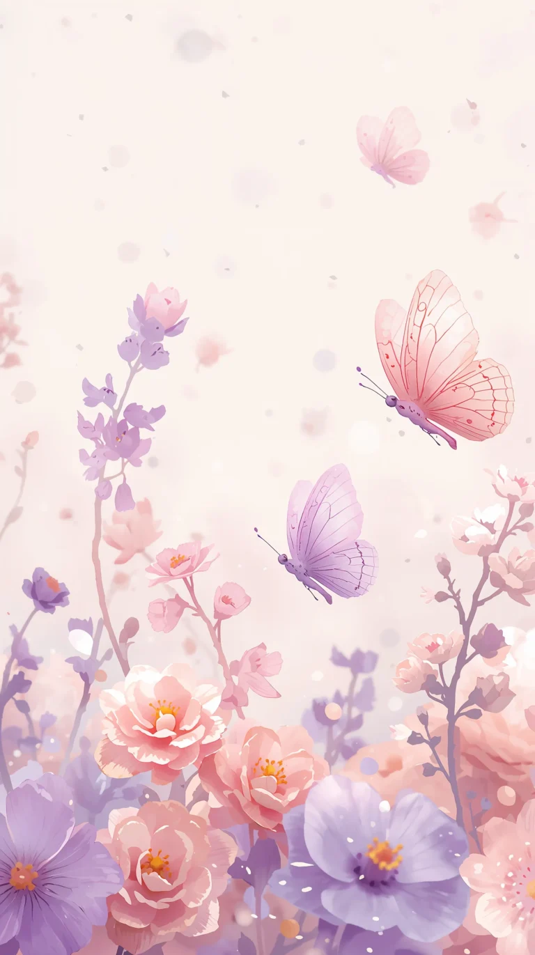 cute-spring-wallpapers-pastel-butterfly-garden-phone