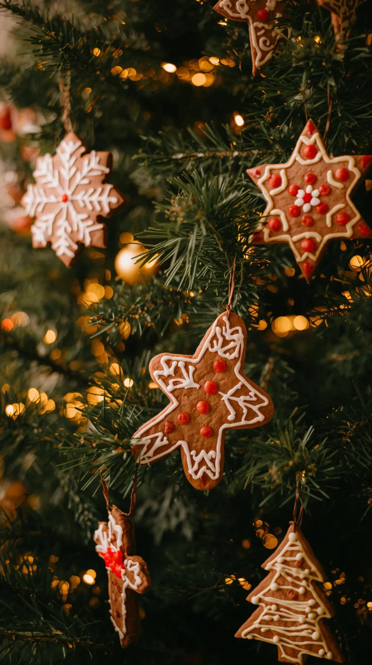 gingerbread-iphone-wallpapers-tree-ornaments