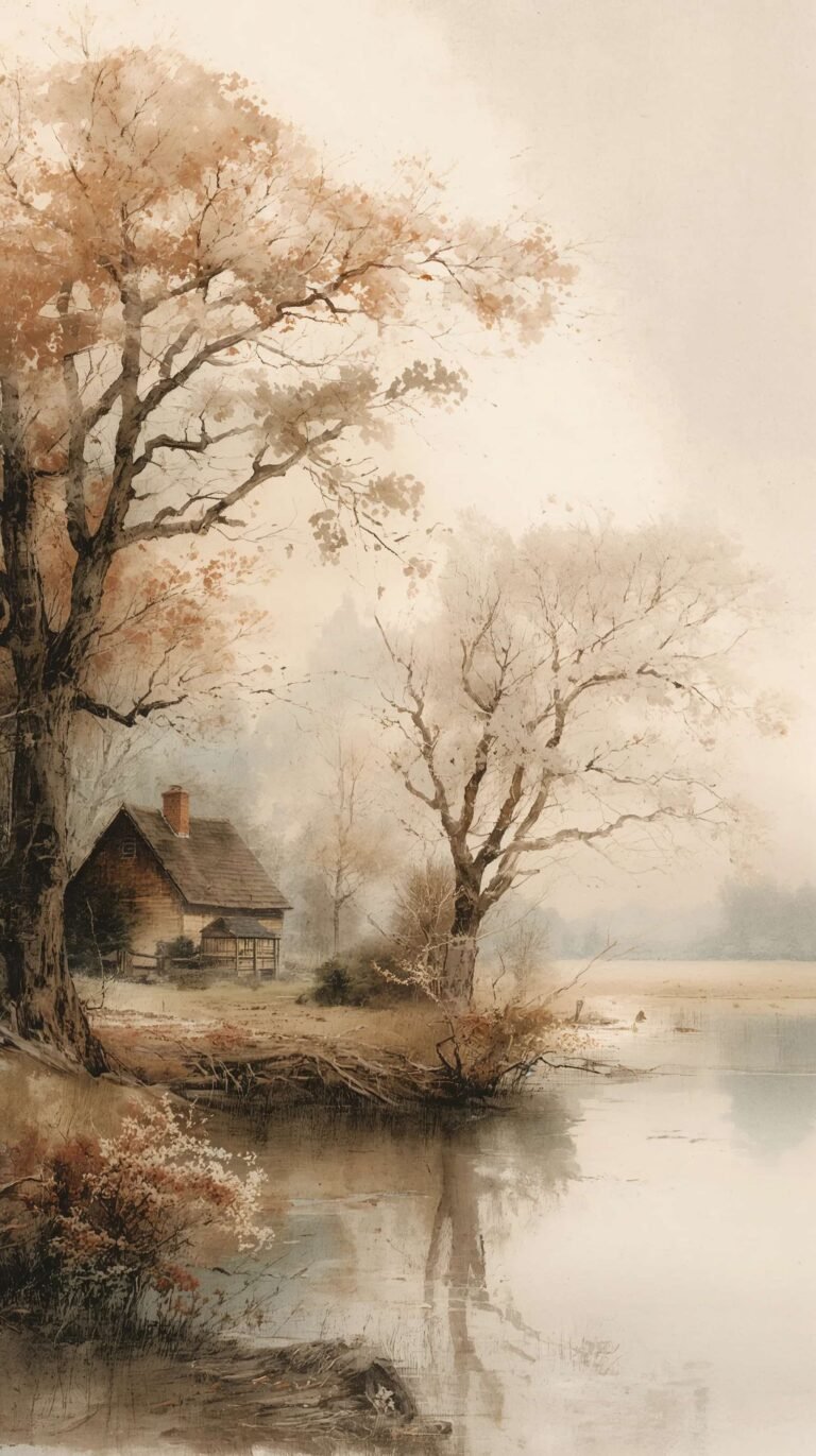 vintage-painting-wallpapers-watercolor-cottage-lake-iphone