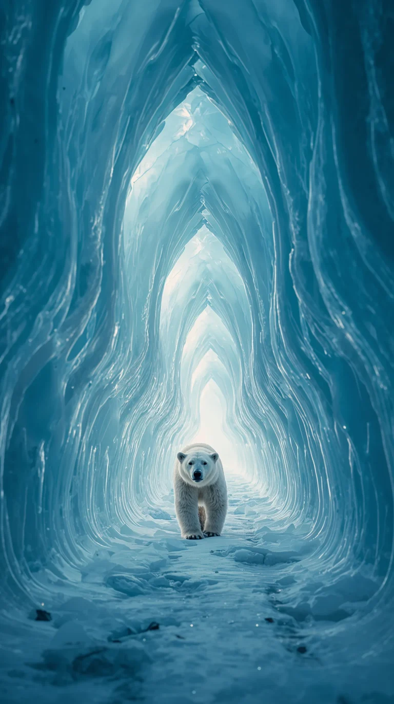 frosty-winter-wallpapers-polar-bear-walking-through-phone