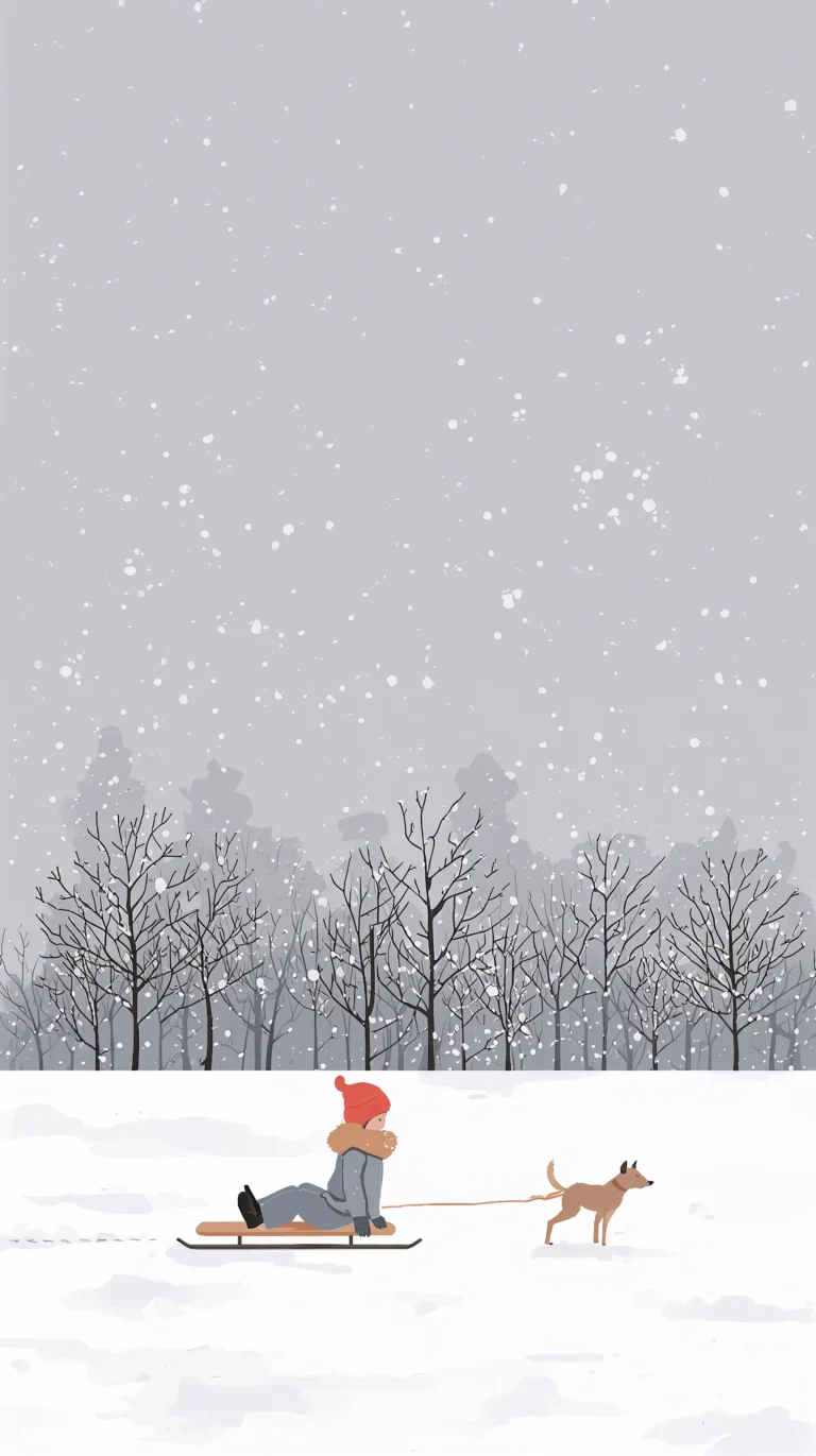 minimal-winter-wallpapers-child-sledding-with-dog