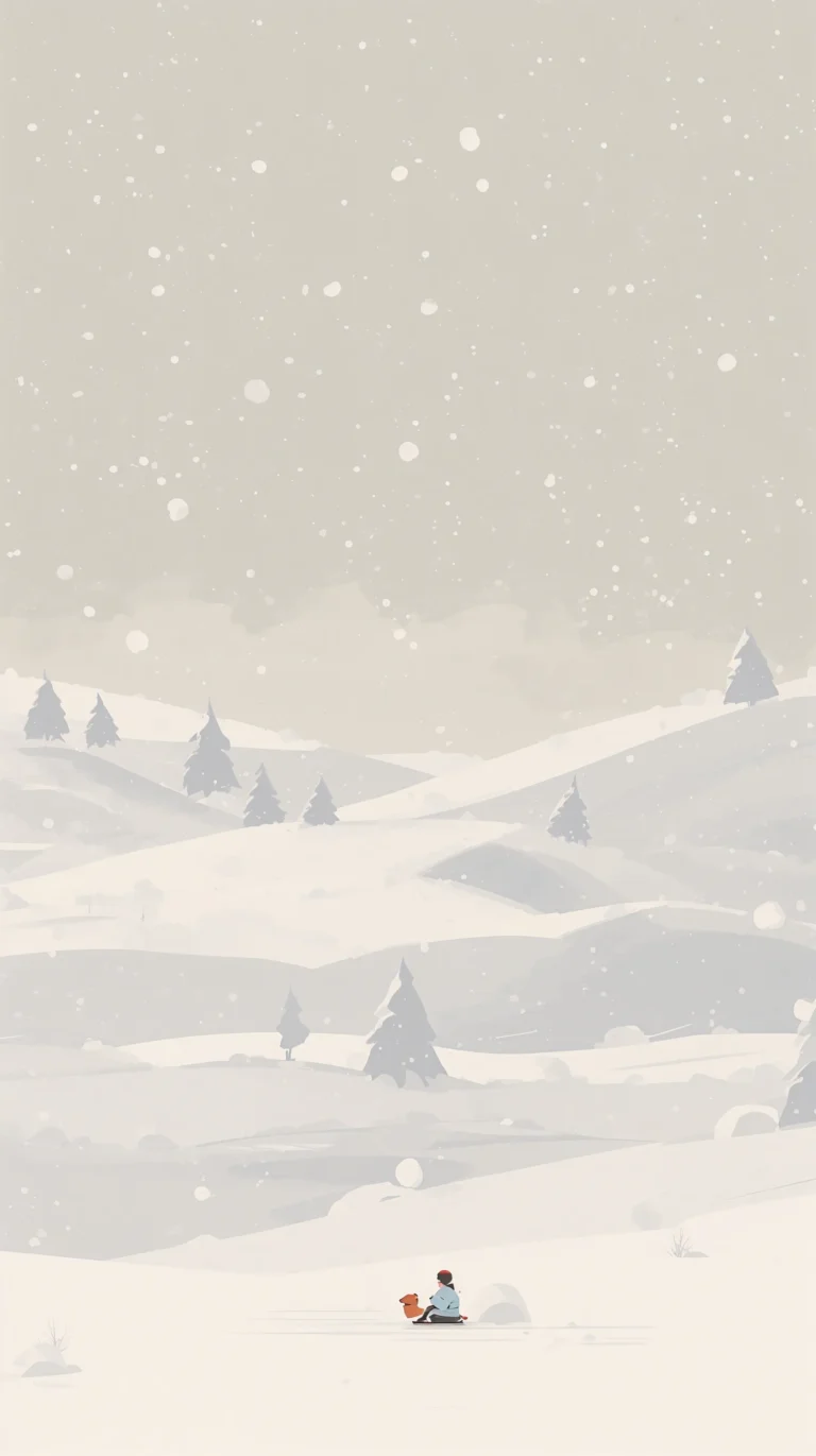 minimal-winter-wallpapers-sledding-hills-child-dog