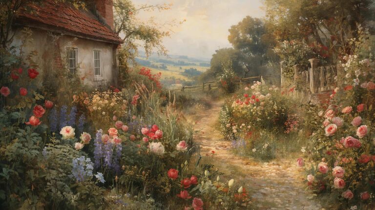 vintage-countryside-painting-wallpapers-cottage-flower-garden-laptop