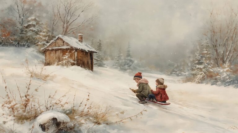 vintage-snow-wallpapers-children-sledding-storybook-style-laptop