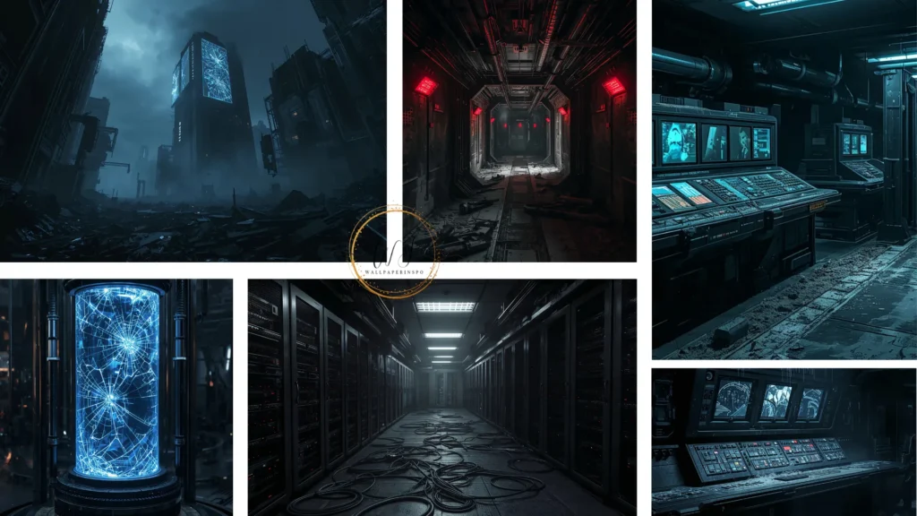 black dystopian cyberpunk wallpapers collage