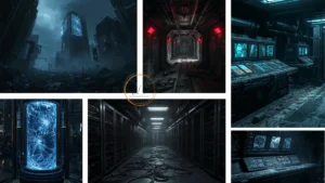 black dystopian cyberpunk wallpapers collage