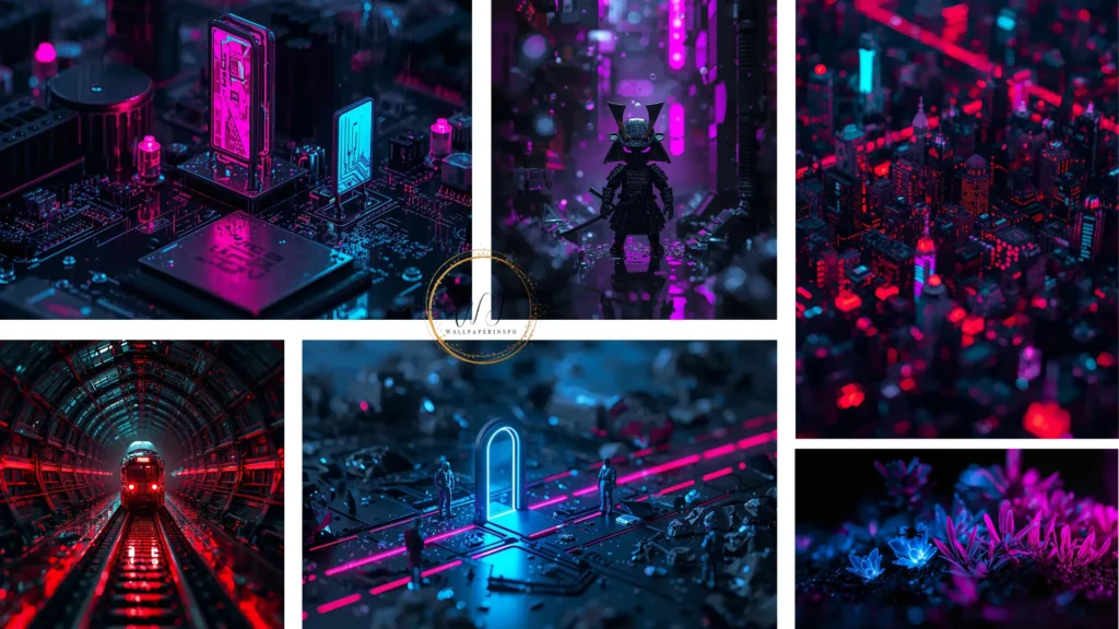 black neon cyberpunk macro collection collage