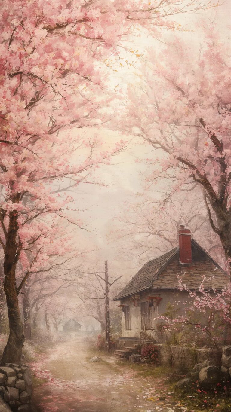 cherry-blossom-painting-wallpapers-aesthetic-cottage-sakura-scene-phone