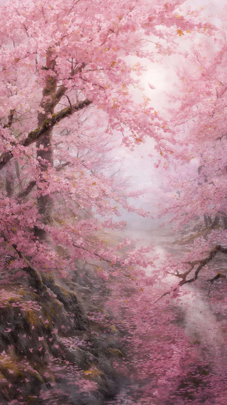 cherry-blossom-painting-wallpapers-aesthetic-pink-sunset-landscape-phone