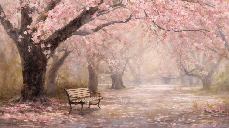 cherry-blossom-painting-wallpapers-aesthetic-romantic-park-bench-laptop