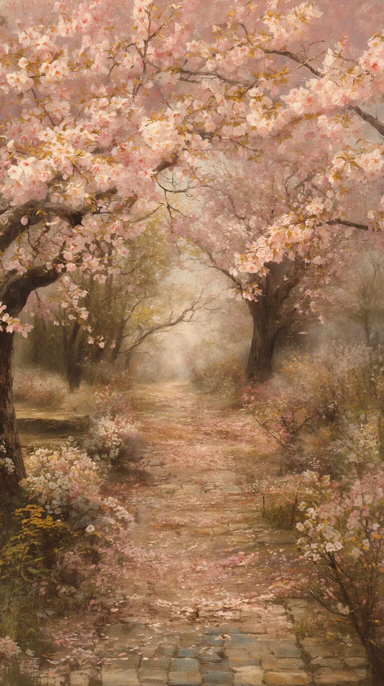 cherry-blossom-painting-wallpapers-aesthetic-vintage-garden-path-phone