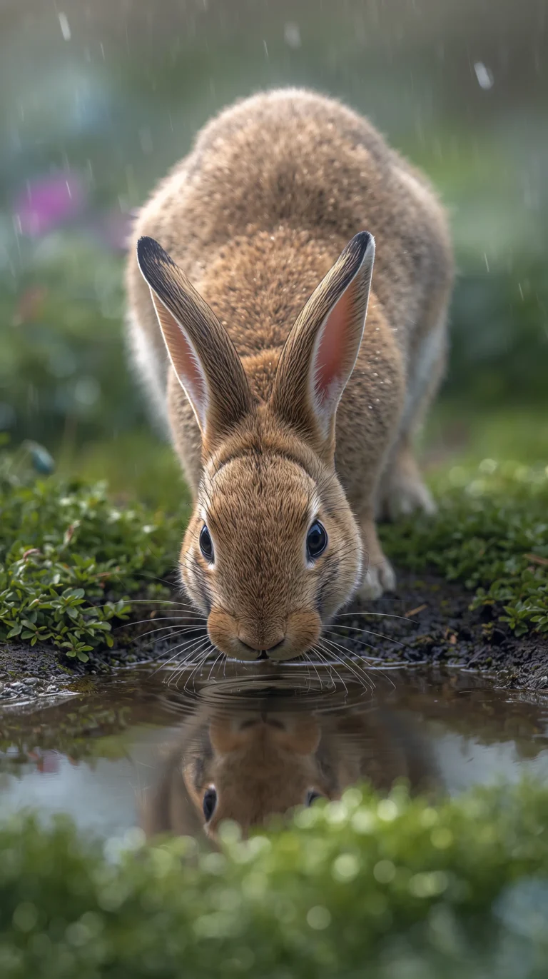 cute-bunny-wallpapers-pastel-spring-aesthetic-4k-drinking-from-puddle-phone