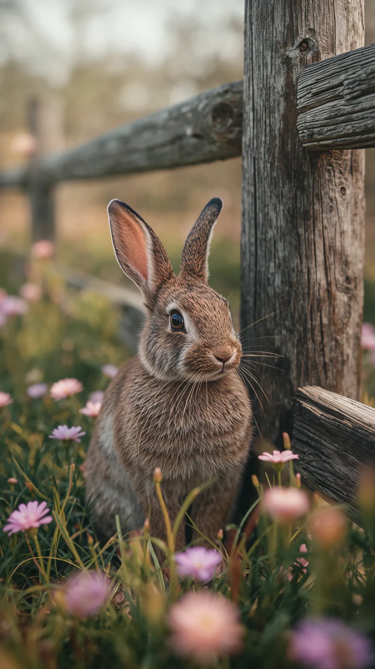 cute-bunny-wallpapers-pastel-spring-aesthetic-4k-rustic-fence-spring-phone