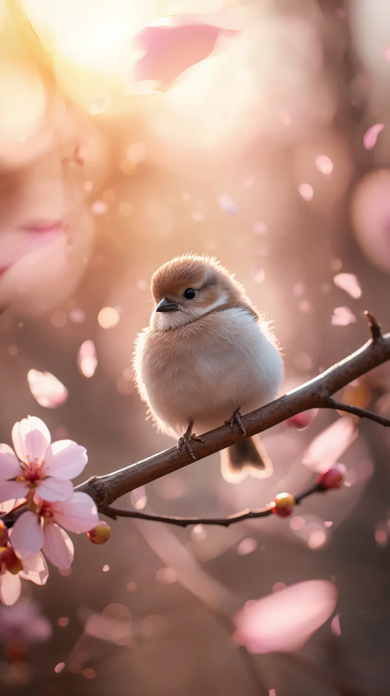 cute-macro-animal-wallpapers-spring-aesthetic-baby-bird-blossom-branch-phone