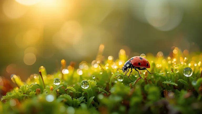 cute-macro-animal-wallpapers-spring-aesthetic-ladybug-dew-moss-ipad