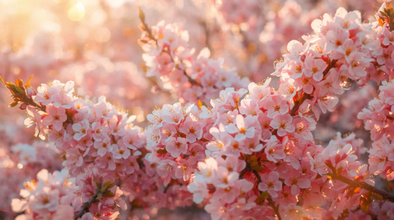 first-bloom-spring-wallpapers-aesthetic-4k-pink-flower-bush-golden-light-laptop