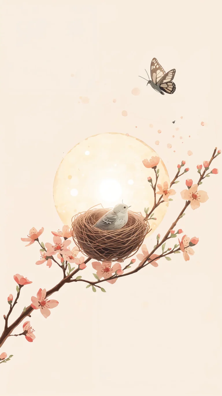 minimal-spring-aesthetic-wallpapers-for-every-device-bird-nest-bloom-phone