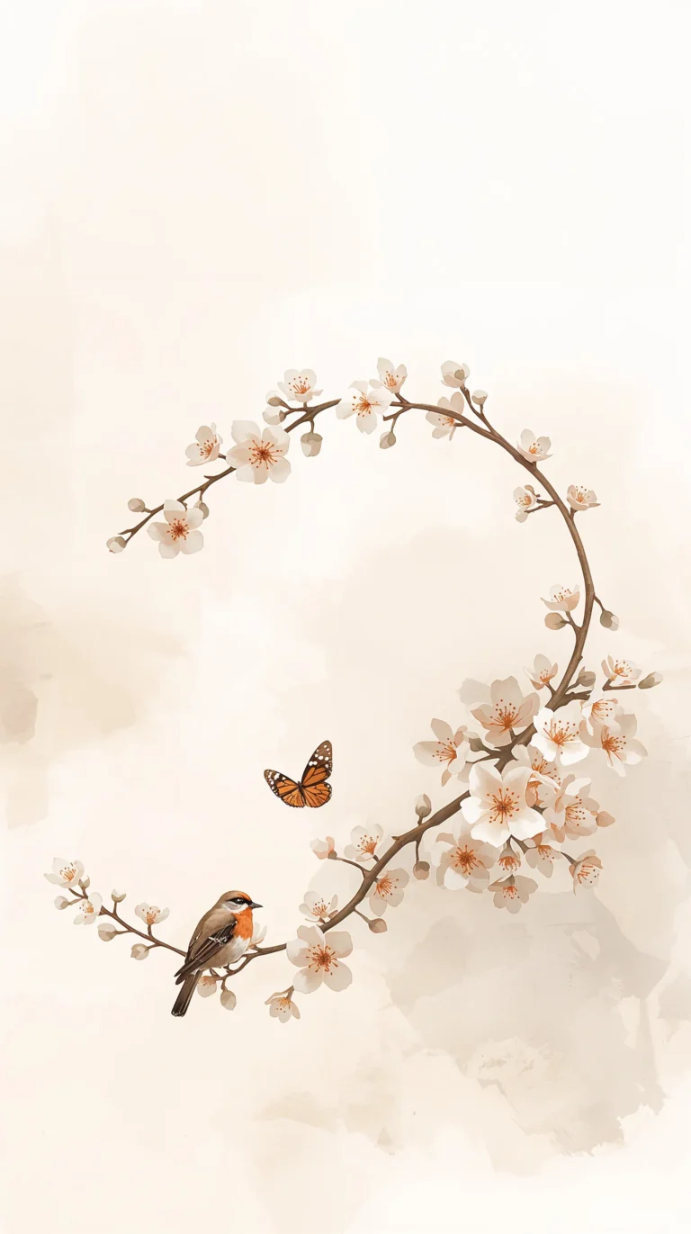 minimal-spring-aesthetic-wallpapers-for-every-device-blossom-arch-bird-phone