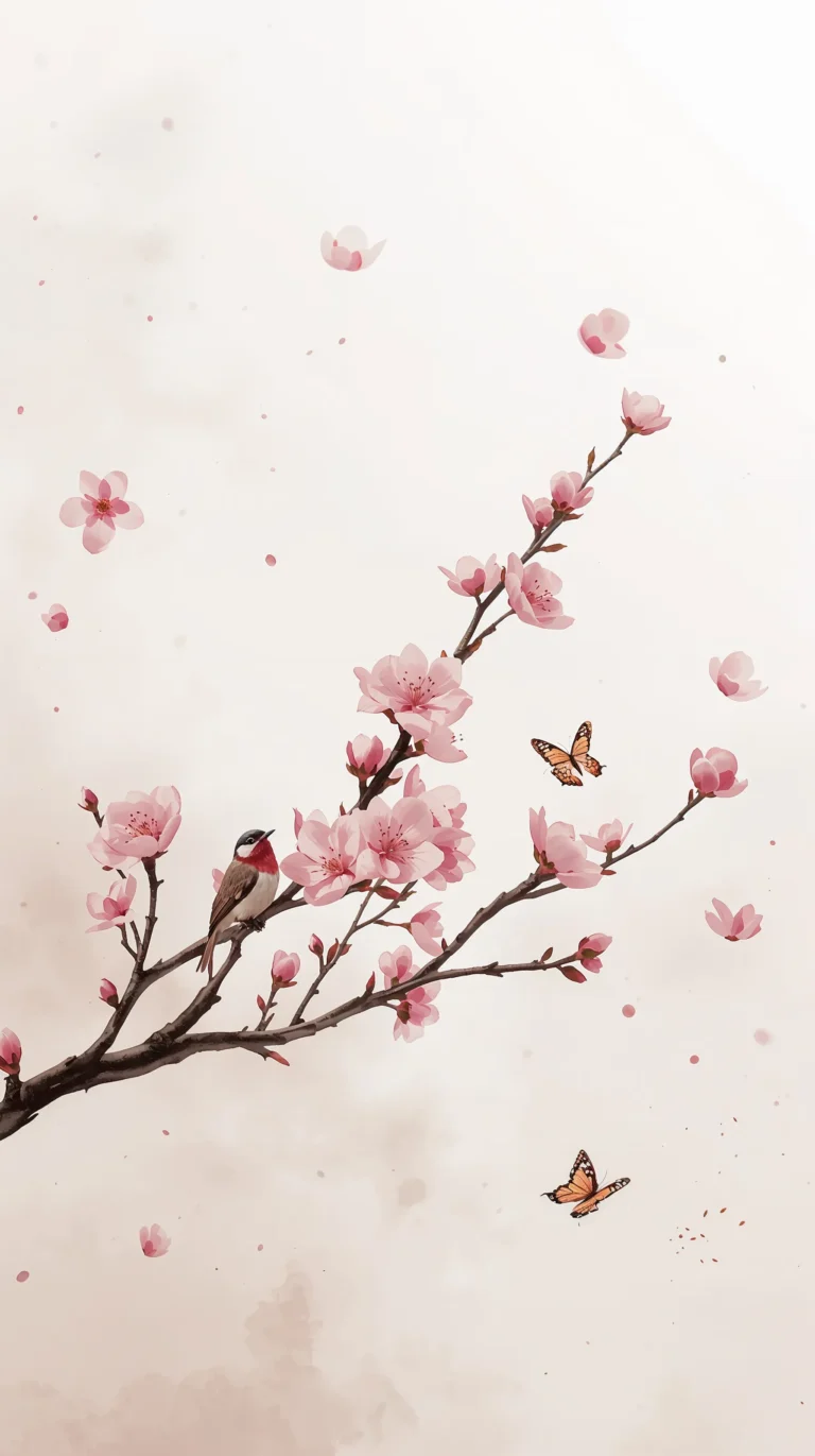 minimal-spring-aesthetic-wallpapers-for-every-device-branch-bird-butterfly-phone