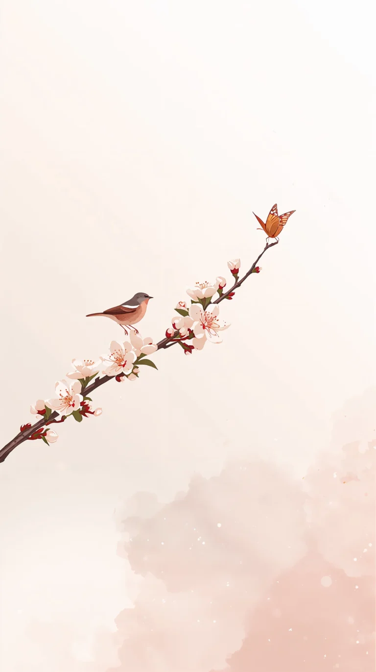 minimal-spring-aesthetic-wallpapers-for-every-device-floating-blossom-branch-phone