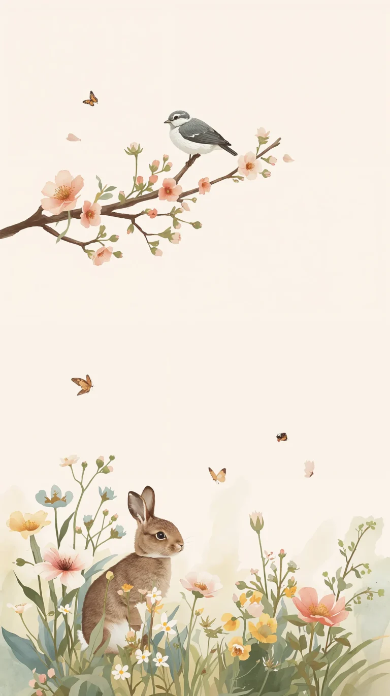 minimal-spring-aesthetic-wallpapers-for-every-device-rabbit-floral-wildlife-phone