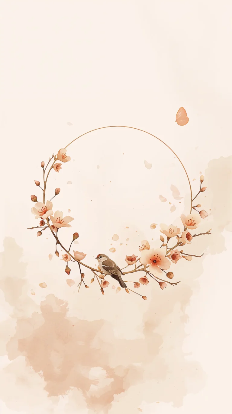 minimal-spring-aesthetic-wallpapers-for-every-device-spring-wreath-bird-phone