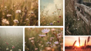 vintage meadow wildfower collage