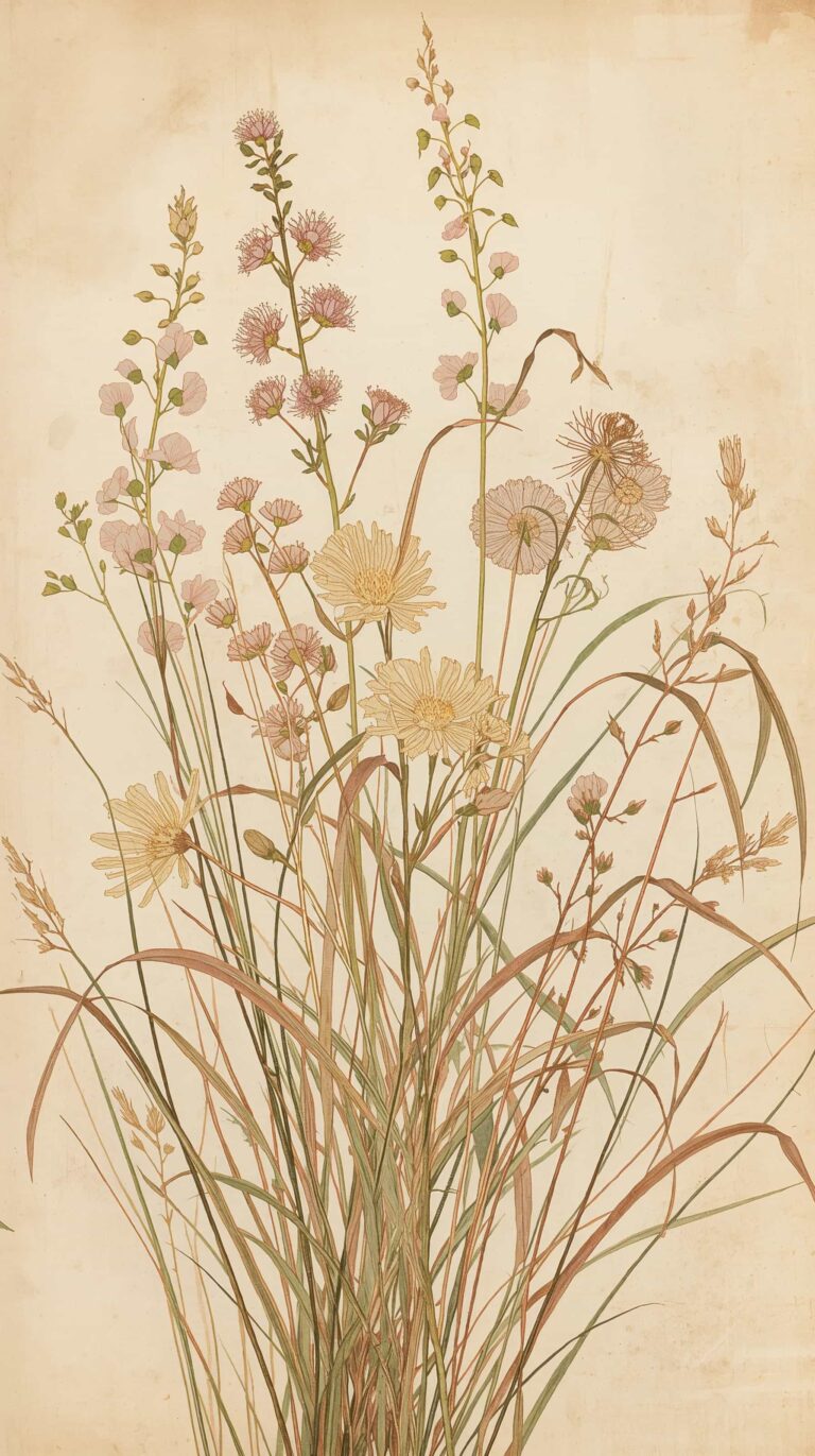 vintage-meadow-wildflower-wallpapers-free-download-antique-botanical-illustration-phone