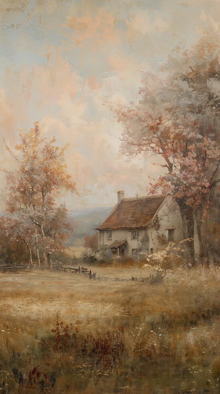 vintage-spring-painting-wallpapers-countryside-cottage-4k-phone