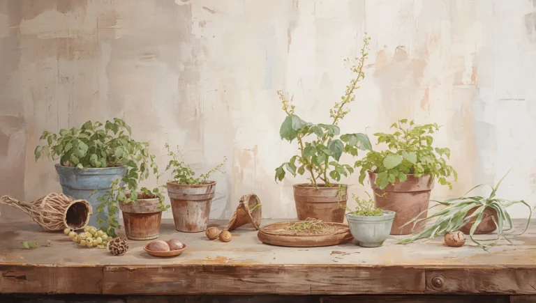 vintage-spring-painting-wallpapers-rustic-herb-still-life-4k-ipad