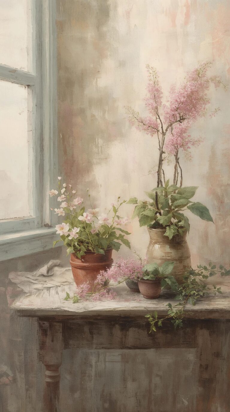 vintage-spring-painting-wallpapers-rustic-herb-still-life-4k-phone