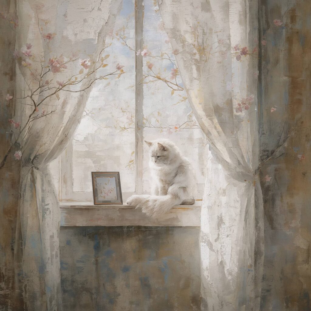 vintage-spring-painting-wallpapers-white-cat-window-light-4k-cover