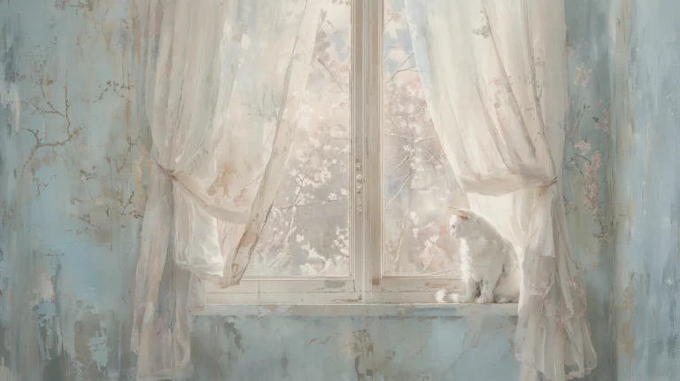 vintage-spring-painting-wallpapers-white-cat-window-light-4k-laptop