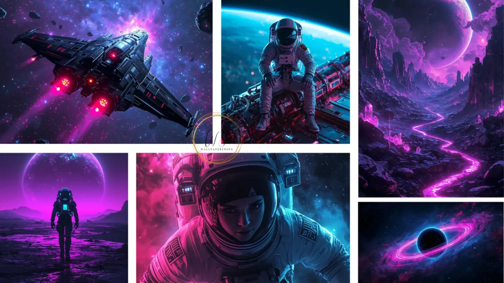 black cyberpunk space wallpaper collage