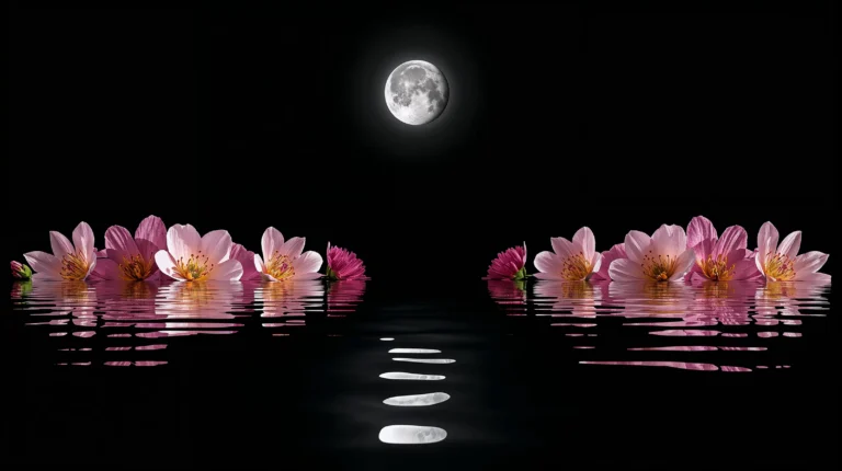 black-night-garden-moonlight-spring-wallpapers-flower-reflection-water-laptop-4k