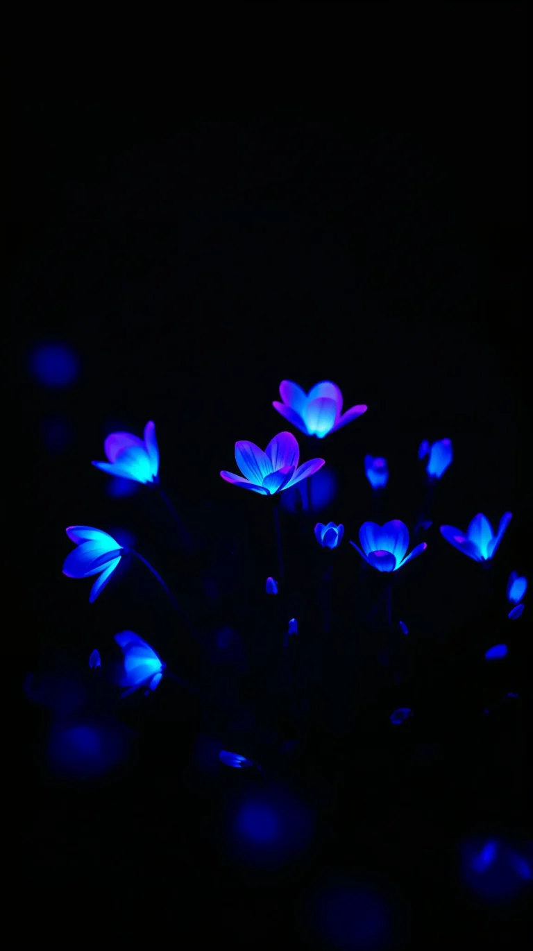 black-night-garden-moonlight-spring-wallpapers-glowing-flowers-phone-4k