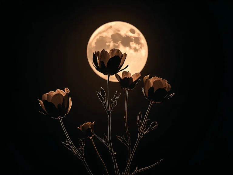 black-night-garden-moonlight-spring-wallpapers-moon-flower-silhouette-ipad-4k