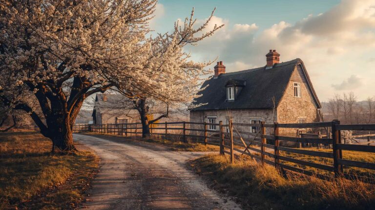 cozy-spring-countryside-cottage-wallpapers-blooming-apple-tree-cottage-laptop