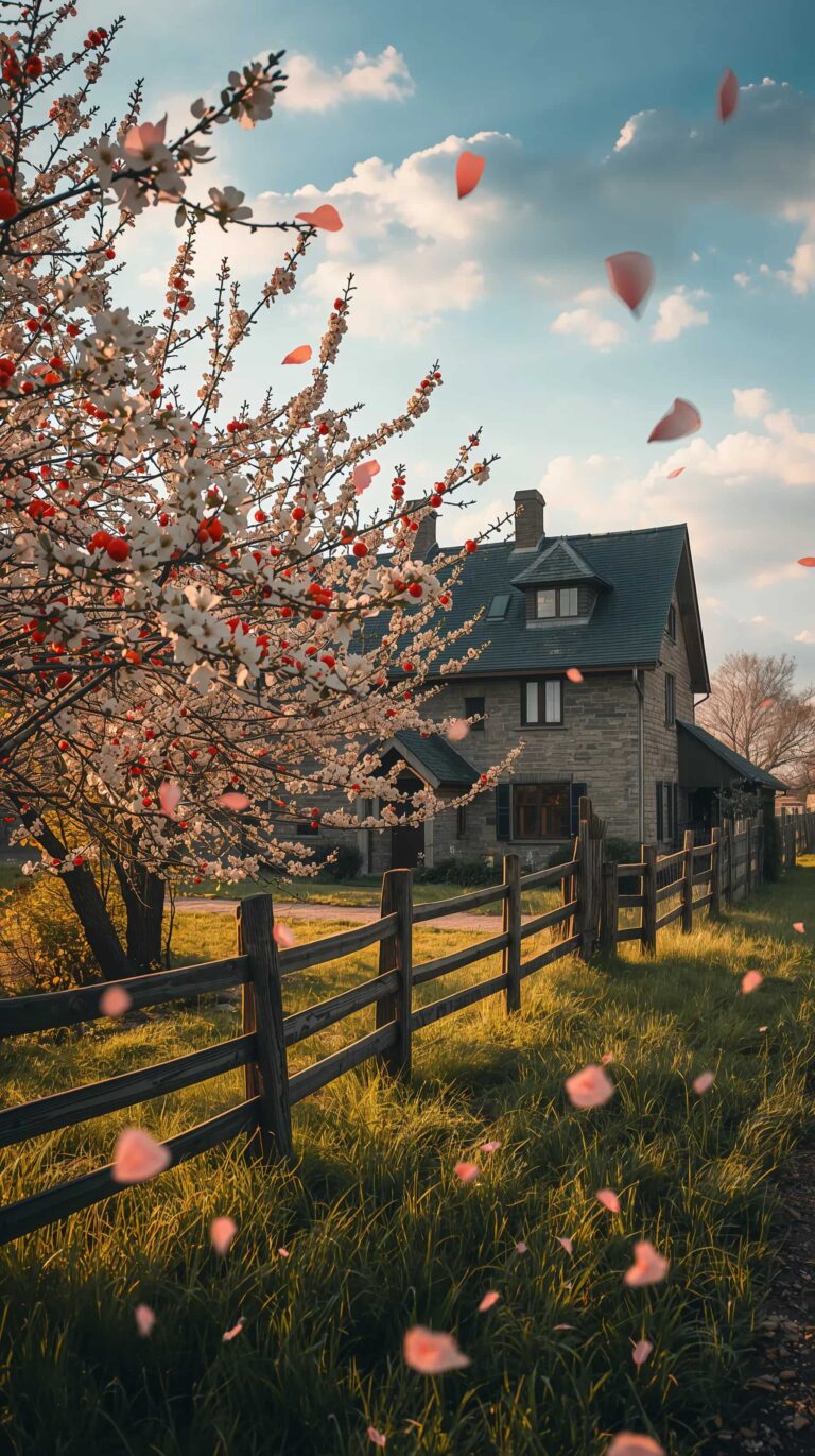 cozy-spring-countryside-cottage-wallpapers-blooming-apple-tree-cottage-phone
