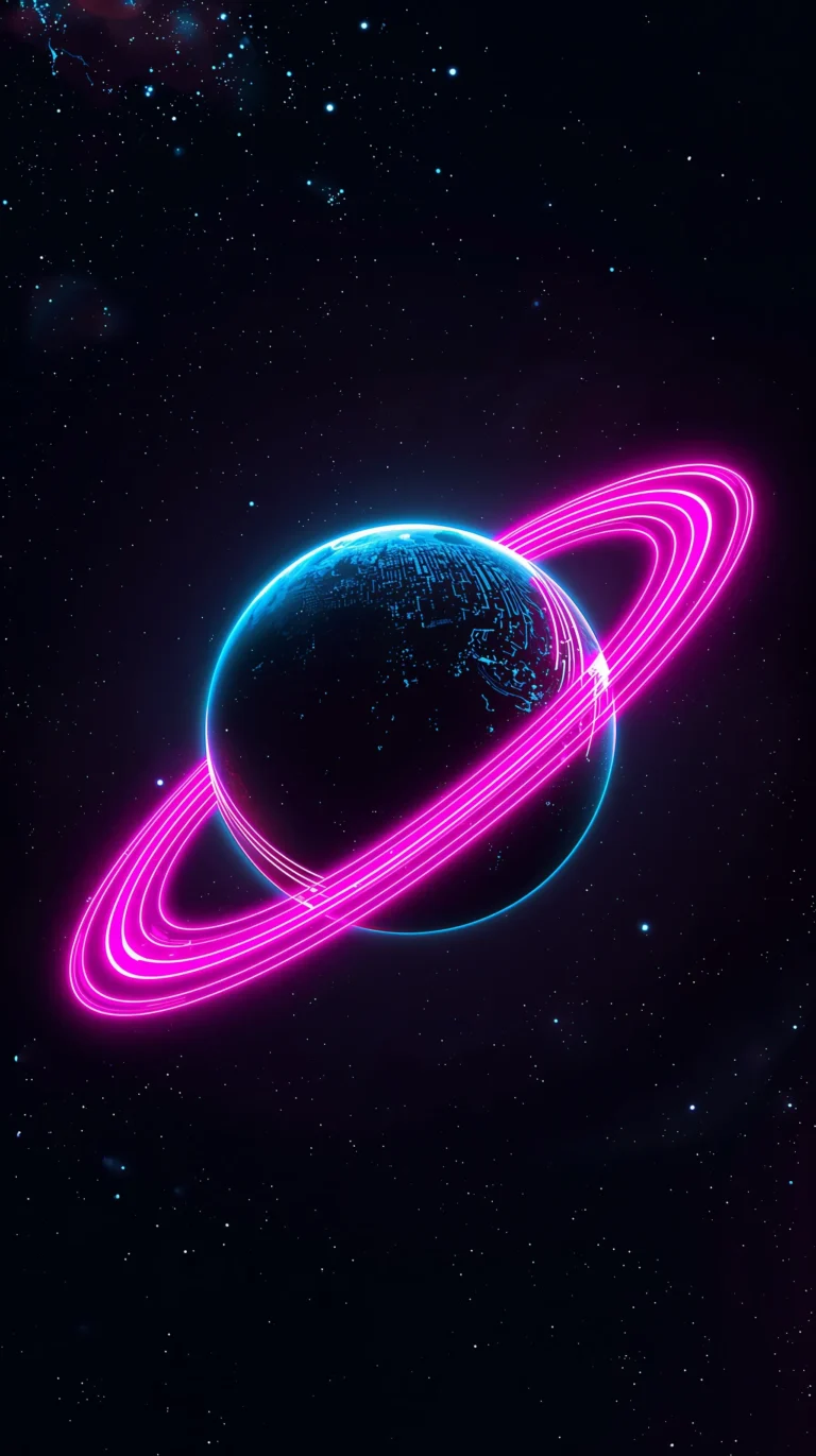cyberpunk-space-wallpapers-4k-neon-ringed-planet-phone