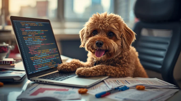 funny-office-animal-laptop-wallpapers-dog-office-work-laptop-focus